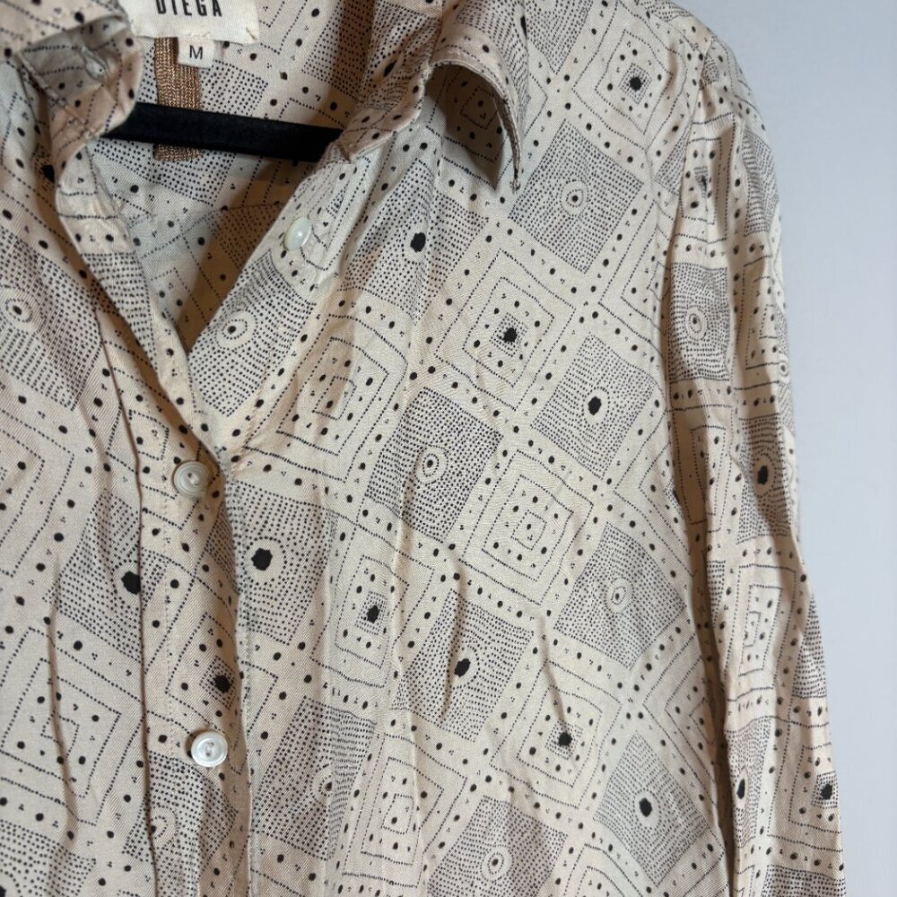 Diega Silk Blend Patterned Button Down Shirt - image 2